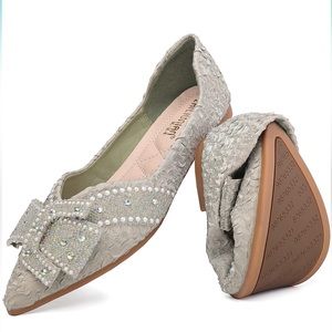 Pointed Toe Flats Bow-Knot Shoes Size 9.5